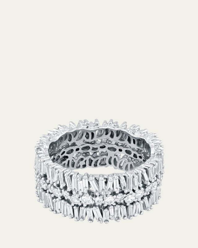 18K White Gold Diamond Eternity Band, Size